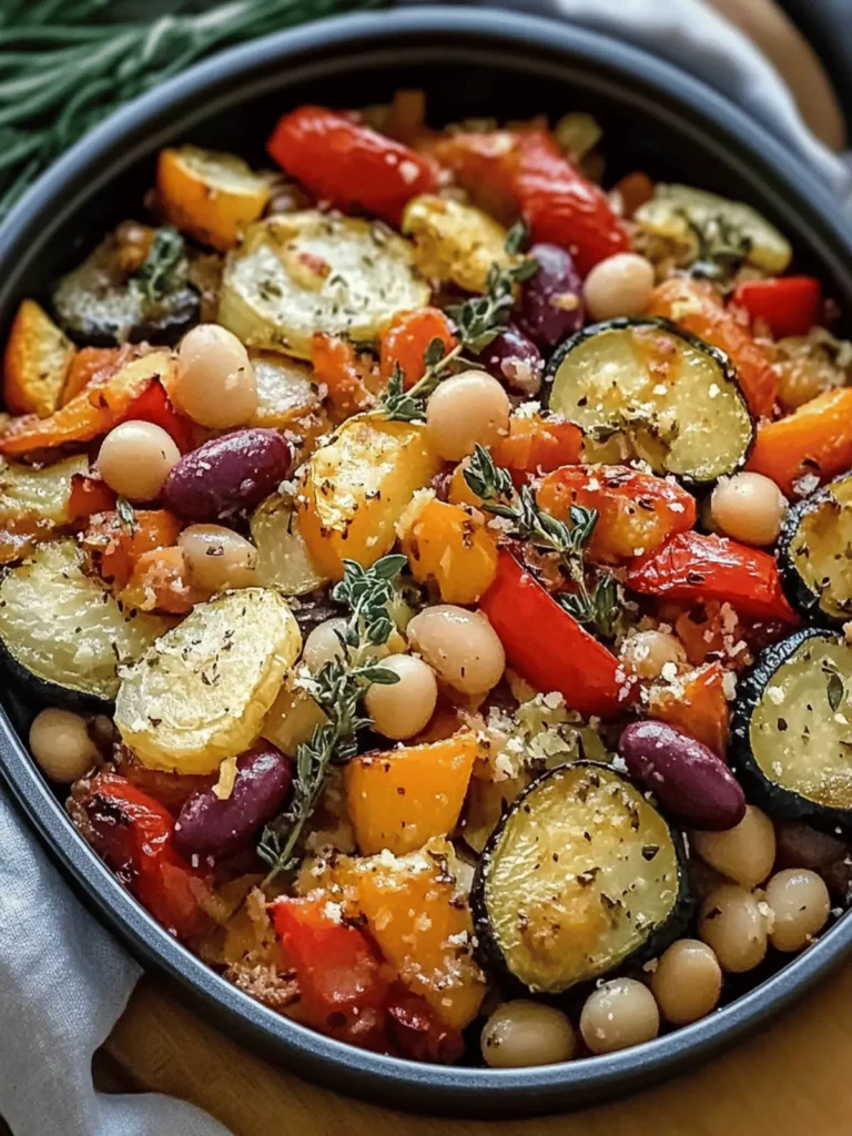 Comforting Rustic Roasted Vegetable Bake with Cannellini Beans
